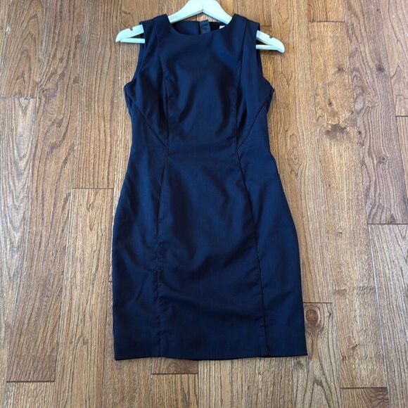 H&M navy seamed front pencil dress work size 8 - Picture 7 of 10